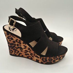 Fergalicious Valentina Leopard Wedge Shoes - Size 9M